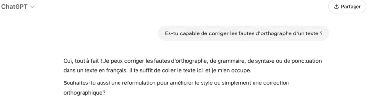 Chat GPT est capable de corriger votre orthographe.
